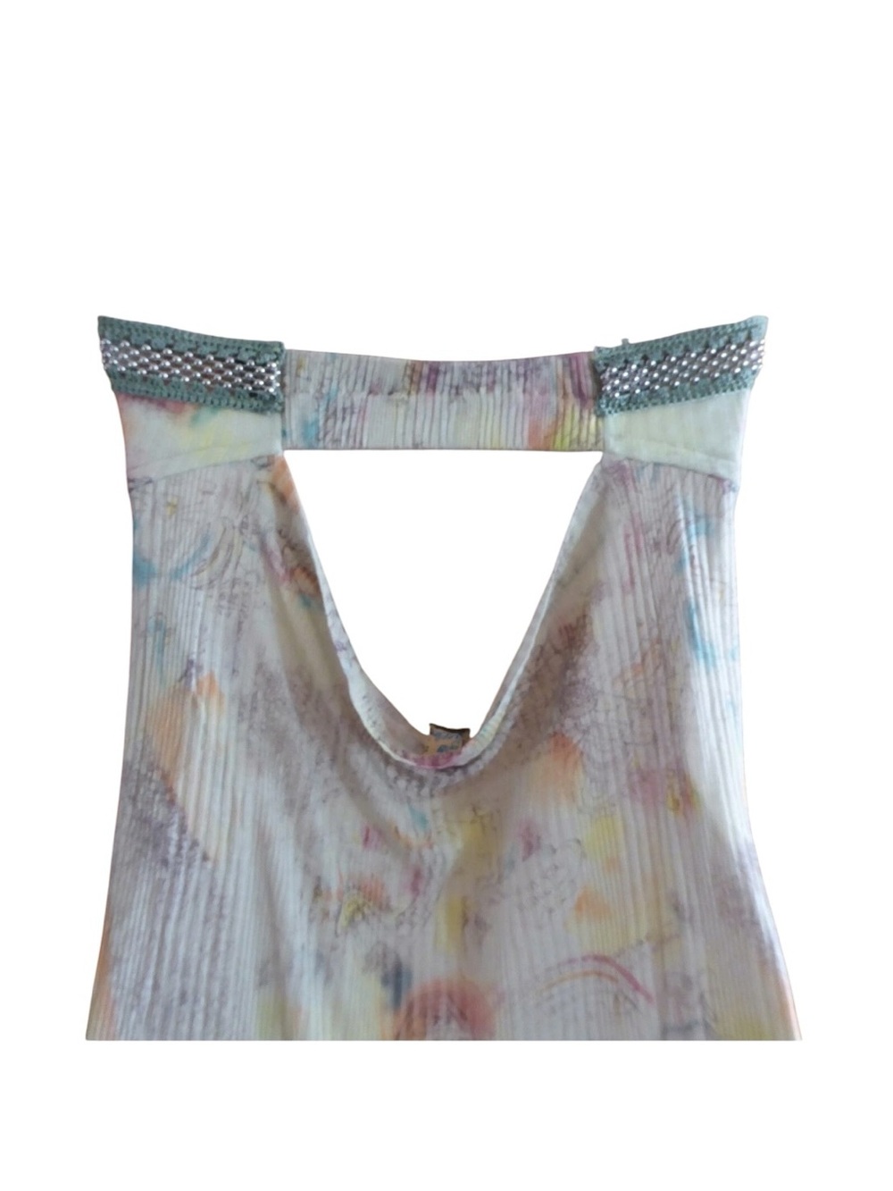 Vintage Free People Beaded Strapless Pastel Floral Cami Tank Top Large Y2K - Picture 9 of 16